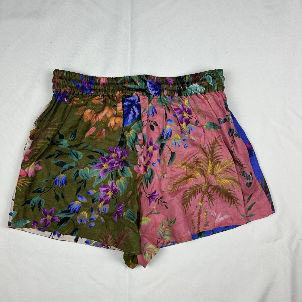 Zimmermann Tropicana Spliced Linen Shorts Size 3 US 8-10 Patchwork Floral Summer - Picture 3 of 12
